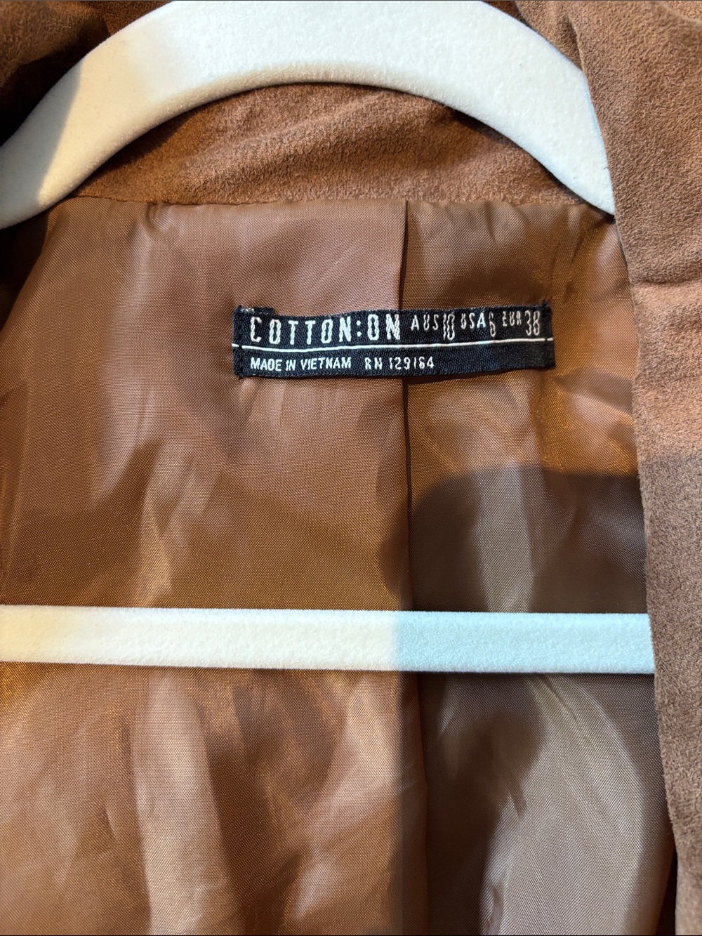 Cotton On Cognac Brown Suede-Look Moto Jacket - Picture 3 of 3
